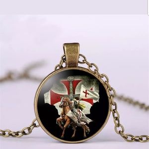 Knights Templar Cross Glass Dome Necklace